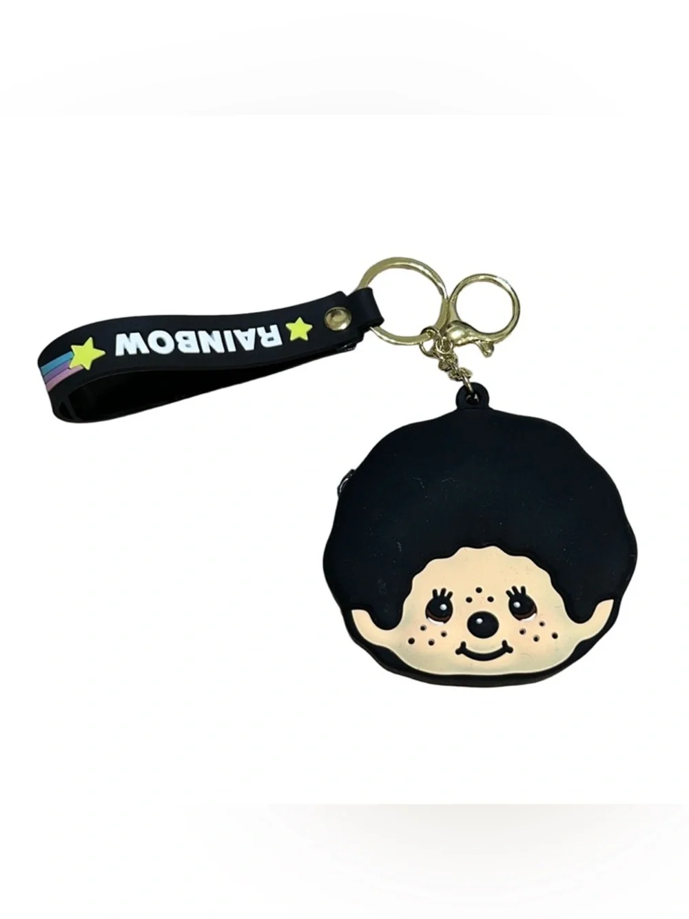 Monchhichi Black Silicon Zipper Coin Case Keychain Bagcharm